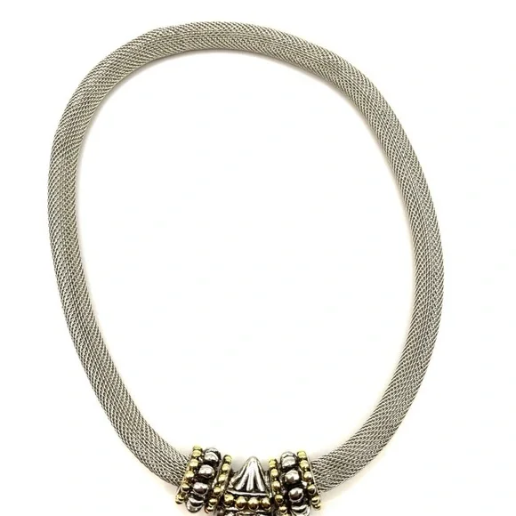 Mesh Necklace with Magnetic Pendant 16” Removable Pendant Statement Big Bold - Picture 4 of 9